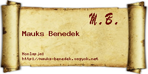 Mauks Benedek névjegykártya